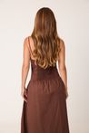 Vestido Midi Marrom Tricoline 