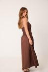 Vestido Midi Marrom Tricoline 
