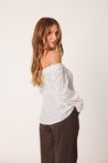 Camisa Tricoline Ombro a Ombro Off White