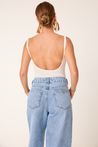 Body Estilo Maiô Mesclado Azul com Decote U