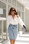 Bermuda Jeans Longa Marmorizada
