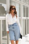 Bermuda Jeans Longa Marmorizada