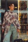 Calça Jeans Wide Leg Bordado Floral