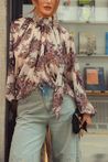 Calça Jeans Wide Leg Bordado Floral