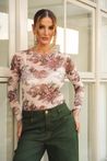 Blusa Tule Estampada Off White