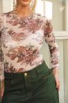 Blusa Tule Estampada Off White