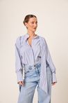 Camisa Laço Listrada Branca e Azul