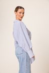 Camisa Laço Listrada Branca e Azul
