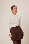 Short Saia Botões Marrom