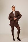 Short Saia Botões Marrom