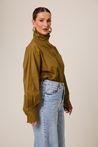 Camisa Oversized Tricoline Verde Oliva