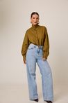 Camisa Oversized Tricoline Verde Oliva