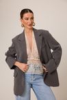 Blazer Alfaiataria Estruturado Cinza