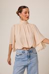 Blusa Manga Anjo Balonê Bege