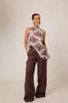 Calça Alfaiataria Pantalona Marrom