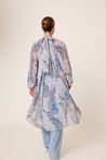 Bata Assimétrica Chiffon Estampada Azul