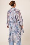Bata Assimétrica Chiffon Estampada Azul