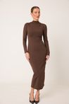 Vestido de Poliamida Marrom 