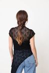 Blusa de Renda Regata Assimétrica Preto