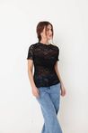 Blusa de Renda com Manguinha Preto