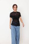 Blusa de Renda com Manguinha Preto