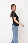 Blusa de Renda com Manguinha Preto