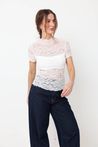Blusa de Renda com Manguinha Off-White