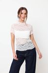 Blusa de Renda com Manguinha Off-White