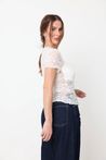 Blusa de Renda com Manguinha Off-White
