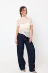 Blusa de Renda com Manguinha Bege Claro
