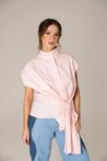 Camisa Regata com Laço Tricoline Rosa
