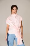 Camisa Regata com Laço Tricoline Rosa