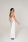 Vestido Midi Floral Alças Babados Amarração Off White
