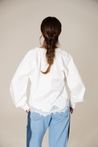 Blusa de Tricoline Renda na Barra Off-White