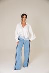 Blusa de Tricoline Renda na Barra Off-White