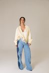 Blusa de Tricoline Renda na Barra Amarela
