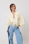 Blusa de Tricoline Renda na Barra Amarela