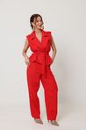Trench Coat com Cinto Vermelho 