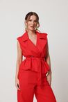 Trench Coat com Cinto Vermelho 