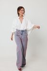 Calça Jeans Wide Leg Rose Dust