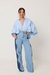 Calça Wide Leg Jeans Bicolor
