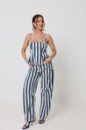 Calça Balloon Sarja Listrada