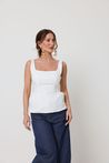 Blusa Regata Alfaiataria Peplum Off-White