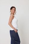Blusa Regata Alfaiataria Peplum Off-White