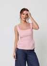 Blusa Regata Alfaiataria Peplum Rosa