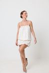 Vestido Midi Floral com Barra Balonê Off White