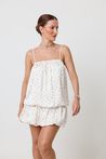 Vestido Midi Floral com Barra Balonê Off White