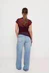 Blusa de Renda Regata Assimétrica Bordô