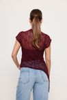 Blusa de Renda Regata Assimétrica Bordô