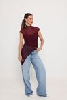Blusa de Renda Regata Assimétrica Bordô
